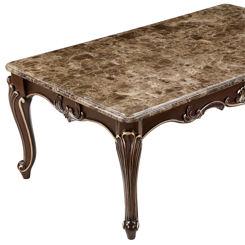 Lotus Traditional Style 3PC Living Room Set in Champagne Gold and Gold Brush