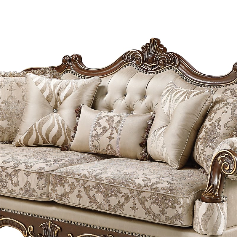 Lotus Traditional Style 3PC Living Room Set in Champagne Gold and Gold Brush