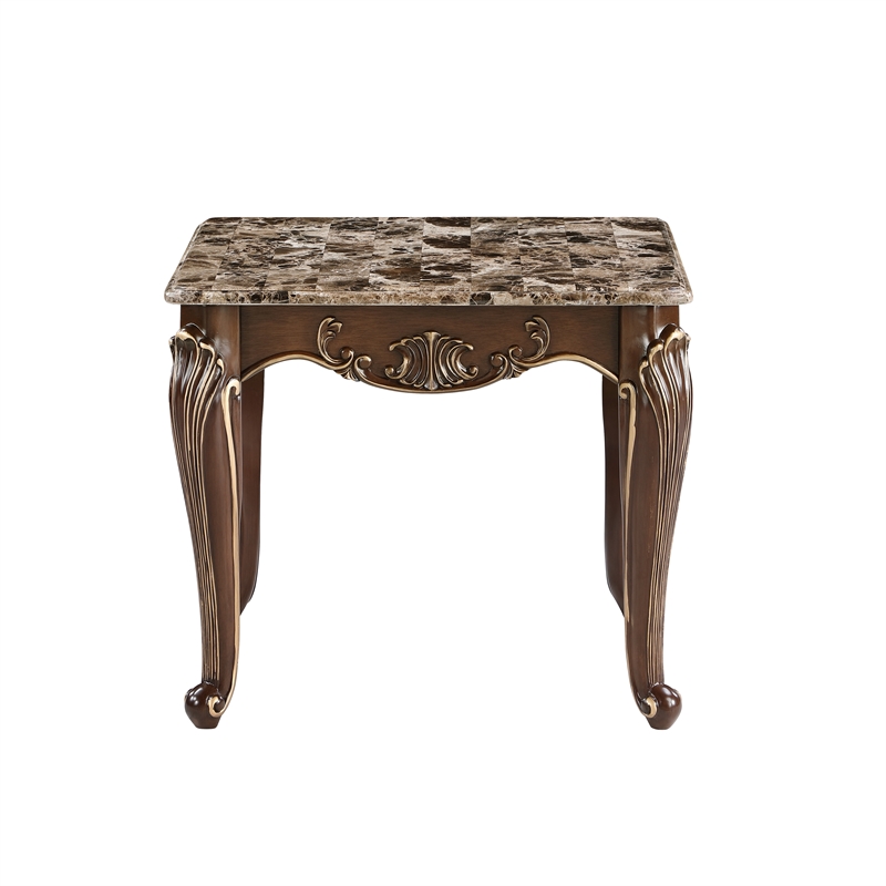 Lotus Traditional Style 5PC Living Room Set in Champagne Gold and Gold Brush