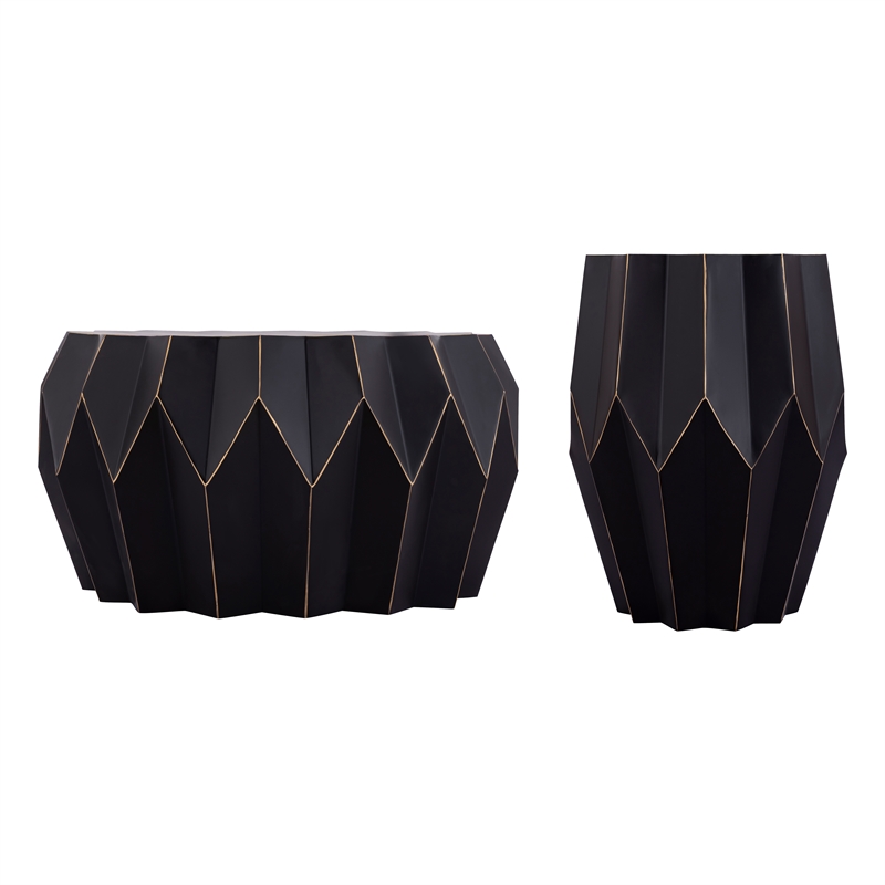 CT-401 & ET-401 Black Metal Coffee & End Table Set Contemporary 2 Piece