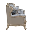Royale Blue Gray Tufted Loveseat with Carved Champagne Gold Frame