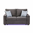 Rita Modern 3-Piece Fabric Living Room Set with LED Base in Charcoal