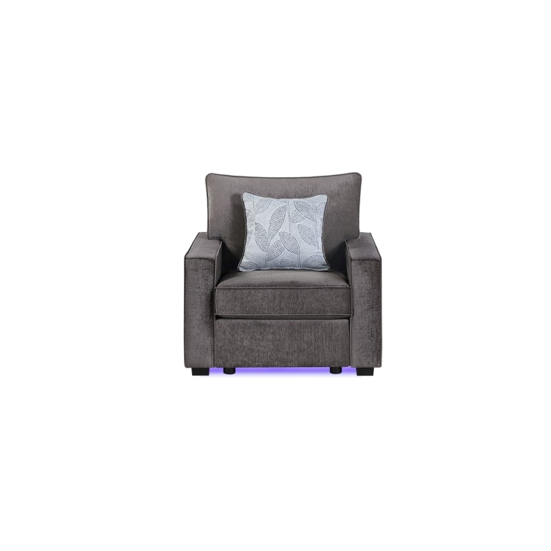 Rita Modern 3-Piece Fabric Living Room Set with LED Base in Charcoal