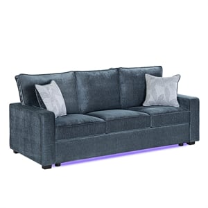 RITA 2-Piece Black Fabric Living Room Set with LED Base Lighting