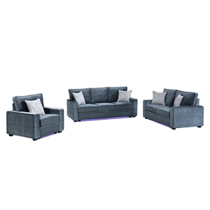Rita Premium 3-Piece Living Room Set with LED Base