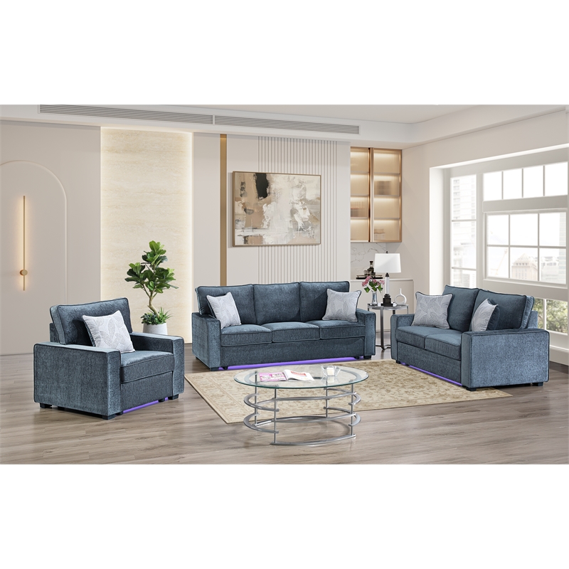 Rita Premium 3-Piece Living Room Set with LED Base