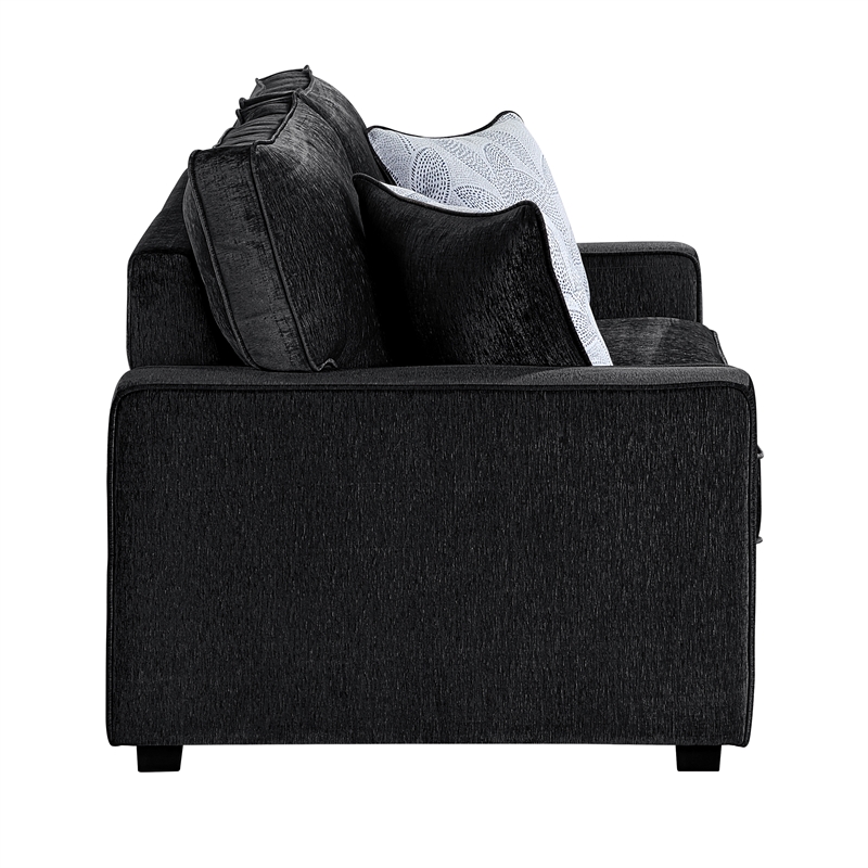 RITA Modern Black Fabric Accent Chair with LED Base Lighting
