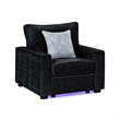 RITA Modern Black Fabric Accent Chair with LED Base Lighting