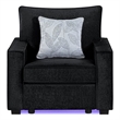 RITA Modern Black Fabric Accent Chair with LED Base Lighting