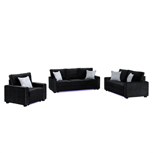 Rita Premium 3-Piece Living Room Set with LED Base