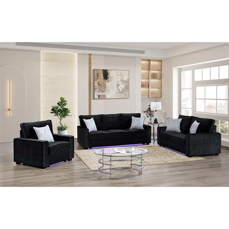 Rita Premium 3-Piece Living Room Set with LED Base