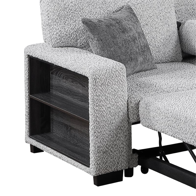 Galaxy Home BUZZ in Gray Wood Reversible Sleeper Sectional w Storage & USB