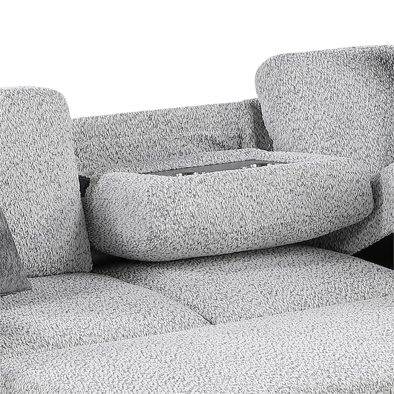 Galaxy Home BUZZ in Gray Wood Reversible Sleeper Sectional w Storage & USB