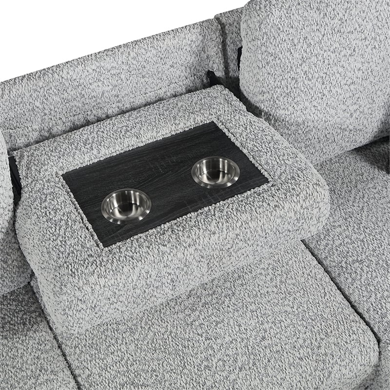 Galaxy Home BUZZ in Gray Wood Reversible Sleeper Sectional w Storage & USB