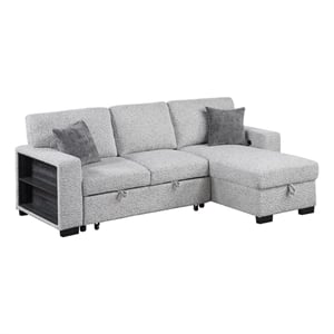 Galaxy Home BUZZ in Gray Wood Reversible Sleeper Sectional w Storage & USB