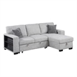Galaxy Home BUZZ in Gray Wood Reversible Sleeper Sectional w Storage & USB