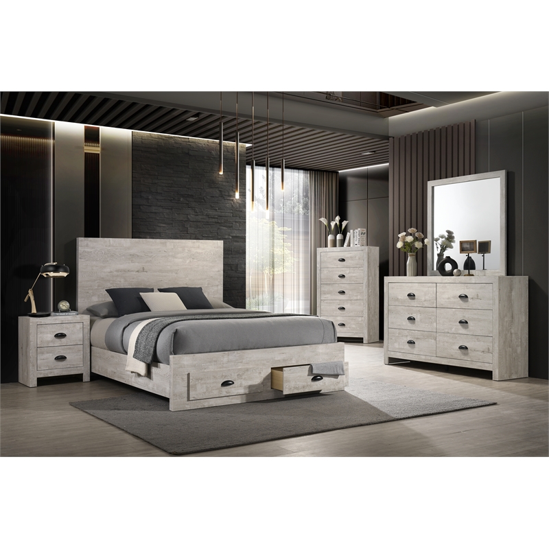 Galaxy Home Montana Queen 5-Piece in Natural Bed Set w Storage Bed & Chest
