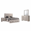 Galaxy Home Montana Modern King 4-Piece in Rustic Natural Bedroom Set with Storage Bed