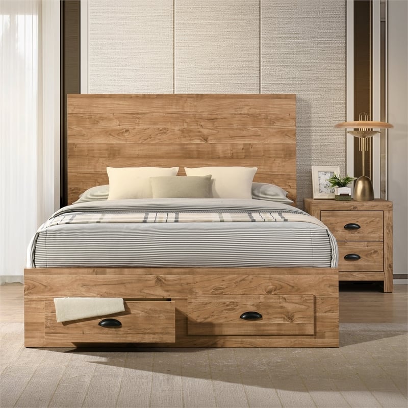 Galaxy Home Montana King 5-Piece in Natural Bed Set w Storage Bed & Chest