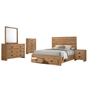 Galaxy Home Montana King 5-Piece in Natural Bed Set w Storage Bed & Chest