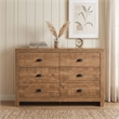 Montana 6-Drawer Wood Dresser in Natural Finish with Black Pull Handles