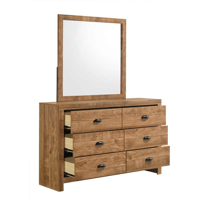 Galaxy Home Montana in Natural Bedroom Mirror with in Natural-Grain Frame