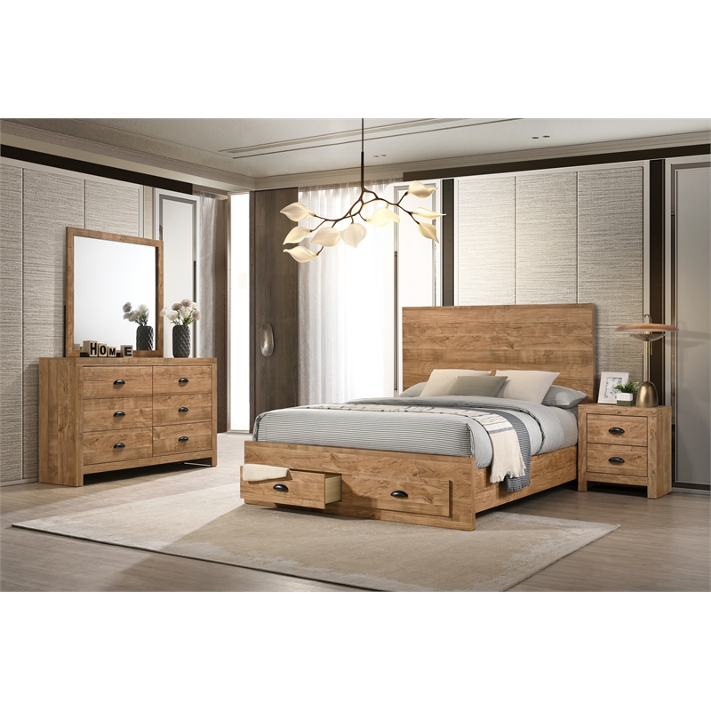 Galaxy Home Montana in Natural Bedroom Mirror with in Natural-Grain Frame