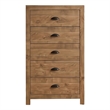 Montana 5-Drawer Wood Chest in Natural with Black Pull Handles
