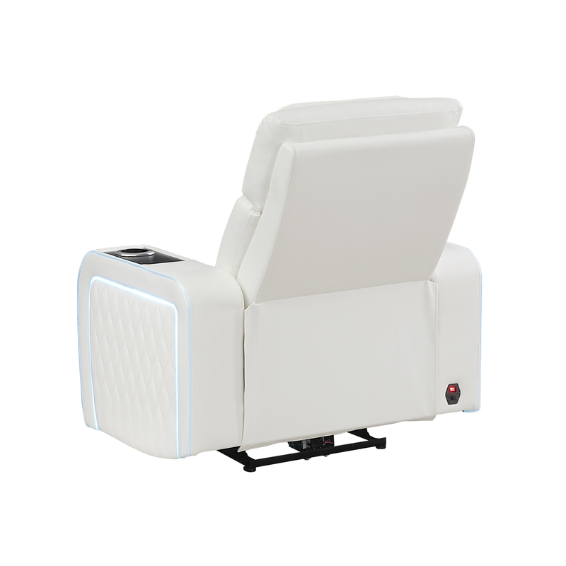 Galaxy Electra Power Recliner w Massage Power Headrest & LED in Ice