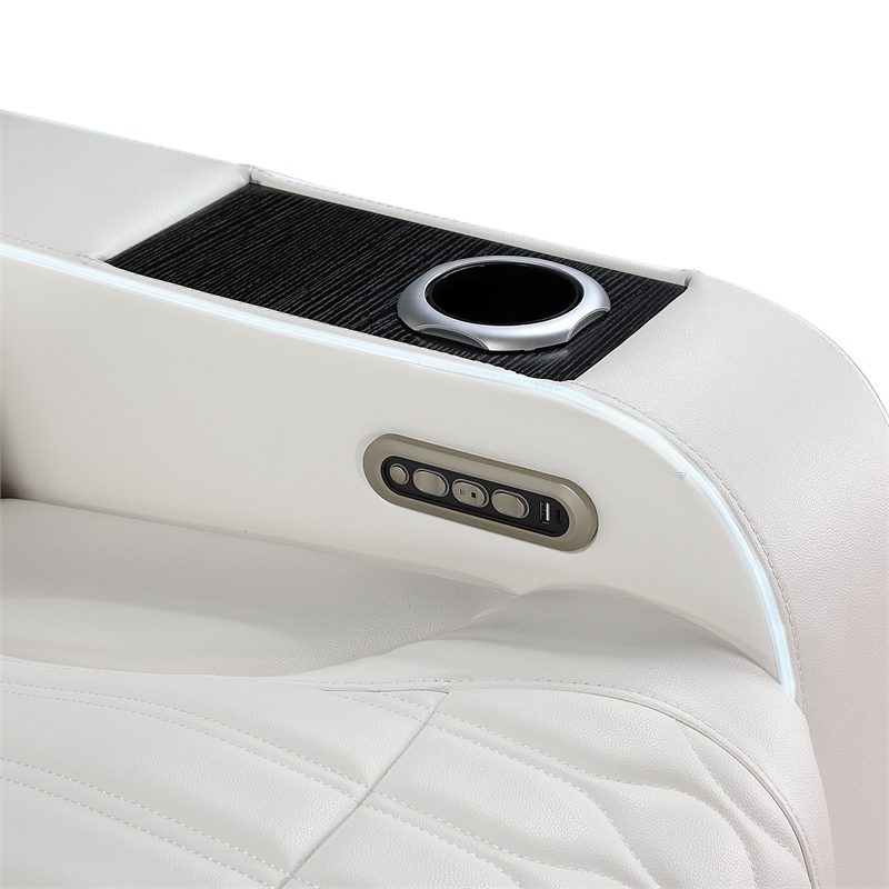 Galaxy Electra Power Recliner w Massage Power Headrest & LED in Ice