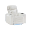 Galaxy Electra Power Recliner w Massage Power Headrest & LED in Ice
