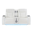 Galaxy Electra PWR Reclining Loveseat w Console Speakers/Massage/LED in Ice