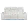 Galaxy Home Electra Power Reclining Sofa w Massage & LED Lighting in Ice