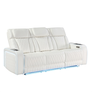 Galaxy Home Electra Power Reclining Sofa w Massage & LED Lighting in Ice