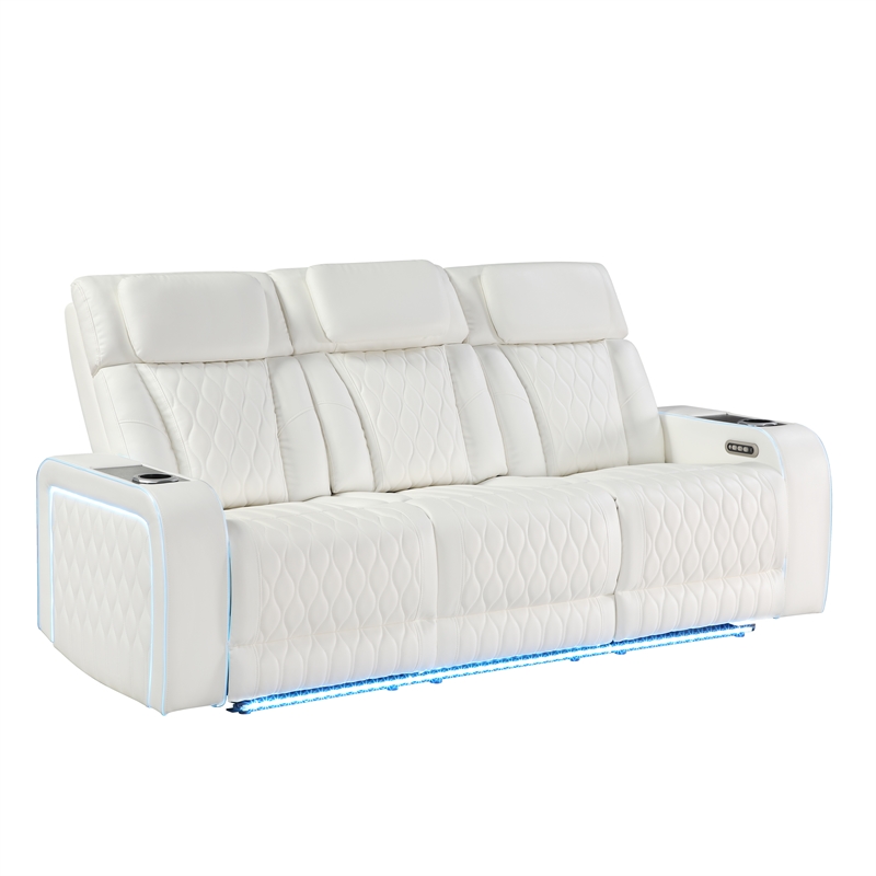 Galaxy Home Electra 2PC Power Reclining Sofa Loveseat Set w Massage in Ice