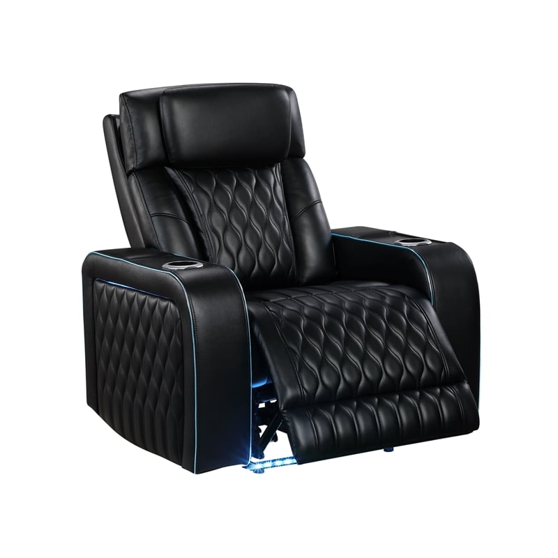 Galaxy Home Electra 3PC Power Reclining Sofa Loveseat Recliner Set in Black