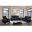 Galaxy Home Electra 3PC Power Reclining Sofa Loveseat Recliner Set in Black