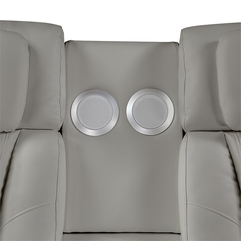 Electra PWR Reclining Loveseat w Console/Speakers/Massage&LED in Gray