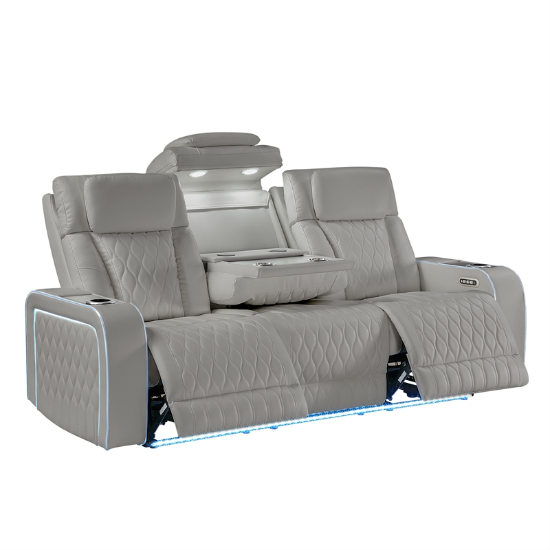 Galaxy Home Electra 2PC Power Reclining Sofa Loveseat Set w Massage in Gray