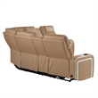 Electra Modern Power Reclining Sectional with Speakers Caramel Faux Leather