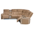 Electra Modern Power Reclining Sectional with Speakers Caramel Faux Leather