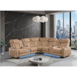 Electra Modern Power Reclining Sectional with Speakers Caramel Faux Leather