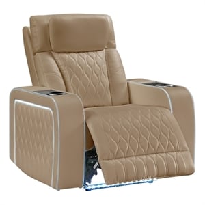 Electra Modern Power Reclining Chair with Massage Caramel Faux Leather