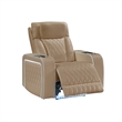 Galaxy Electra Power Recliner w Massage Power Headrest & LED in Caramel