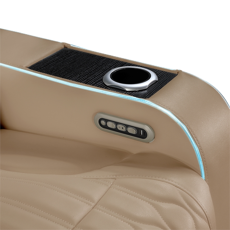 Galaxy Electra Power Recliner w Massage Power Headrest & LED in Caramel