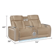 Galaxy Electra Power Reclining Loveseat w Speakers/Massage/LED in Caramel