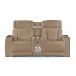 Galaxy Electra Power Reclining Loveseat w Speakers/Massage/LED in Caramel