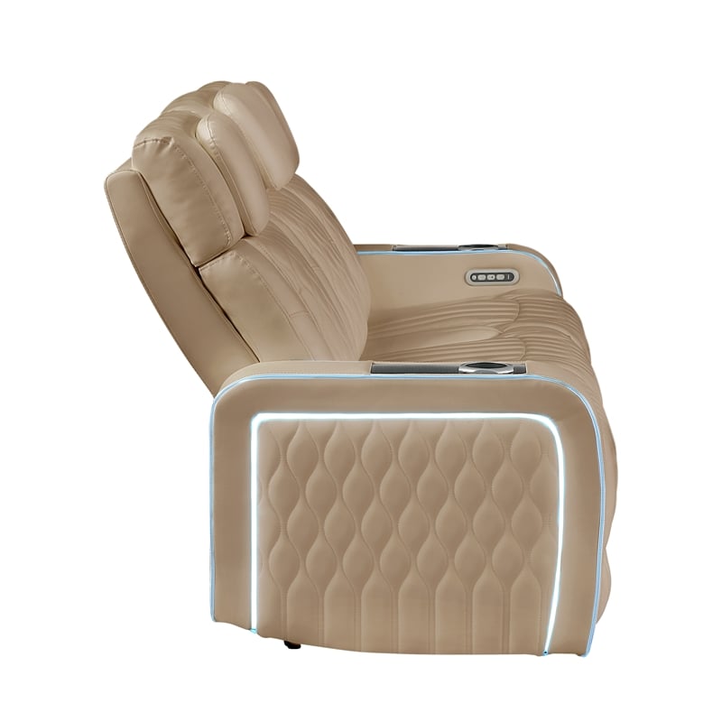 Galaxy Electra 2PC Power Reclining Sofa Loveseat Set w Massage in Caramel