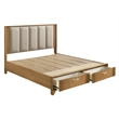 Galaxy Home Modern King Storage Bed with Upholstered Headboard in Natural