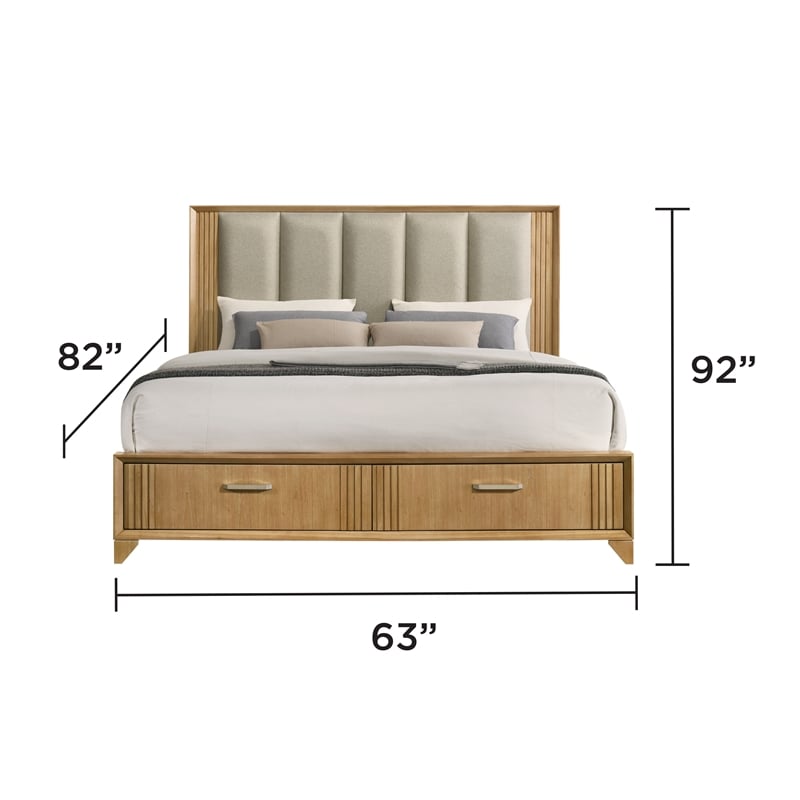 Galaxy Home Furnishings 4Pc Queen Bedroom Set with Storage Bed in Natural
